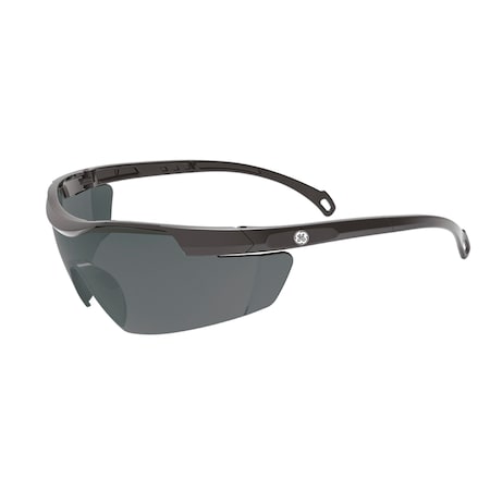 Ge Safety Glasses, Anti-Fog & Anti-Scratch, Smoke Lens, Black Frame GE201SAF